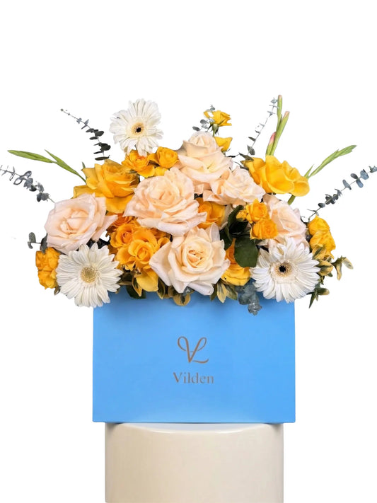 luxury-yellow-creamy-roses-box-bay-area-devliery