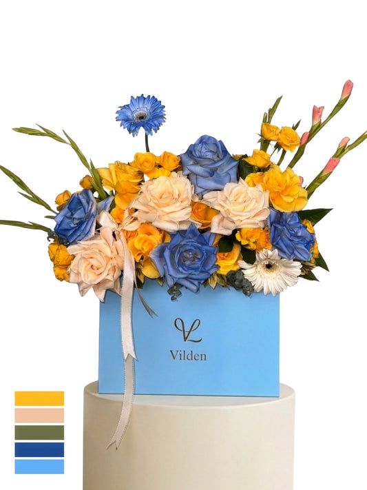 vilden-luxury-flowers-yellow-blue-creamy-roses-flowers-bay-area-delivery