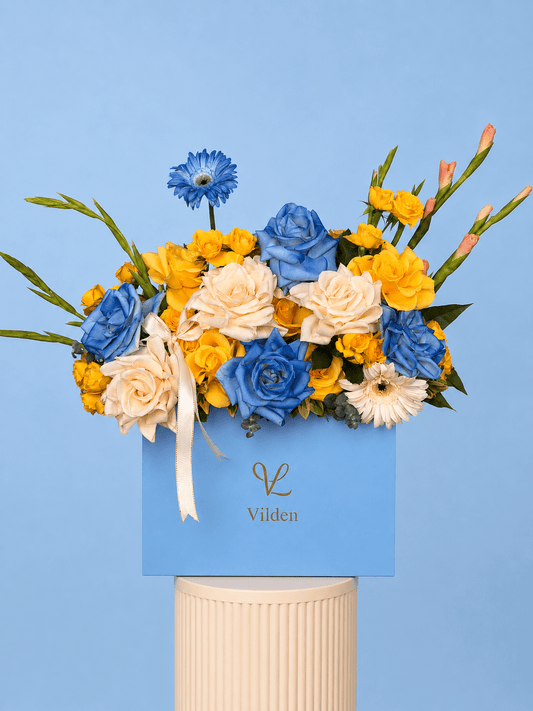 Sun Meets Sky: A radiant celebration of contrast and cheer. Handcrafted to bring sunshine and joy into any room.
